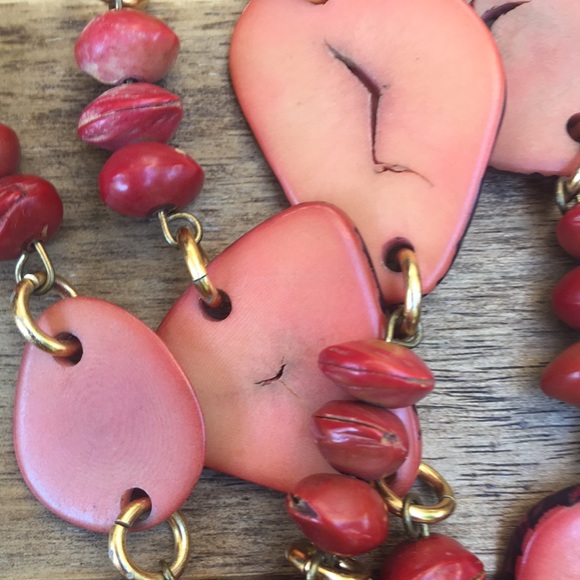 Natural Organic Tagua Nut Seed Vegetable Vegan Ivory Boho Necklace - Picture 2 of 5
